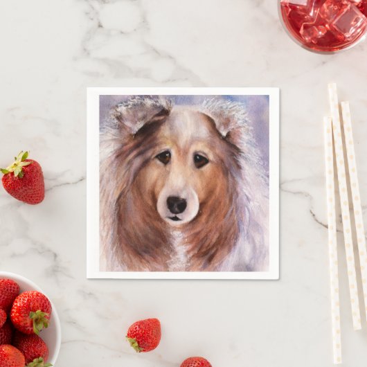 SERVIETTE EN PAPIER BELLE COLLIE CHIEN PAPIER NAPKIN (En situation)