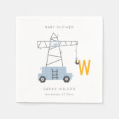 Serviette En Papier Belle construction grue Boy's Urban Baby shower (Devant)