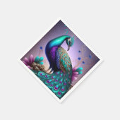 Serviette En Papier Belle couleur Peacock Paon Bird faune (Coin)