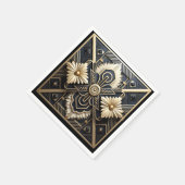 Serviette En Papier Belle Crème d'ivoire Art Déco Noir Or (Coin)