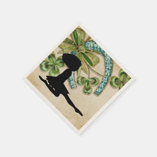 Serviette En Papier Belle danseuse irlandaise, Shamrock et fer à cheva (Coin)