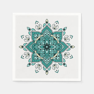 Serviette En Papier Belle décoration de mandala turquoise