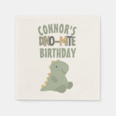 Serviette En Papier Belle Dinosaure Vert Fête d'Anniversaire des jeune (Devant)
