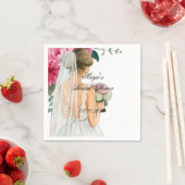 Serviette En Papier belle douche nuptiale rose floral (En situation)