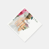 Serviette En Papier belle douche nuptiale rose floral (Coin)