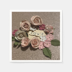 Serviette En Papier Belle élégance florale amour et parties scintillan