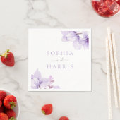 Serviette En Papier Belle Élégance Mariage Floral violet (En situation)