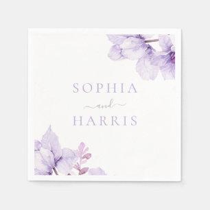 Serviette En Papier Belle Élégance Mariage Floral violet