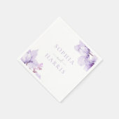 Serviette En Papier Belle Élégance Mariage Floral violet (Coin)
