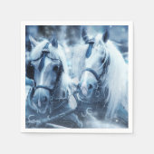 Serviette En Papier Belle équipe de chevaux Photo d'hiver (Devant)