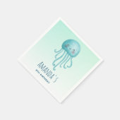 Serviette En Papier Belle et amusante méduse bleu-vert (Coin)