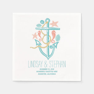 Serviette En Papier Belle et romantique Plage Papier de mariage servie