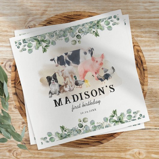 Serviette En Papier Belle ferme Animaux Fête d'anniversaire Enfants