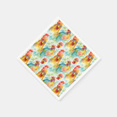 Serviette En Papier Belle ferme d'aquarelle poulets Anniversaire (Coin)