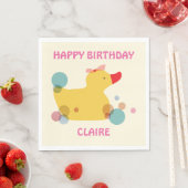 Serviette En Papier Belle fête d'anniversaire de canard jaune (En situation)
