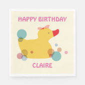 Serviette En Papier Belle fête d'anniversaire de canard jaune (Devant)