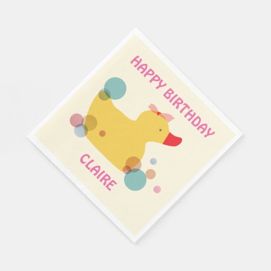 Serviette En Papier Belle fête d'anniversaire de canard jaune (Coin)