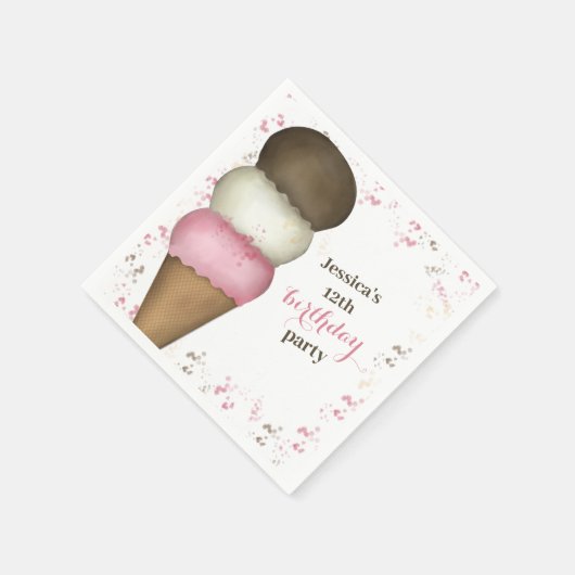 Serviette En Papier Belle fête d'anniversaire Whimssical Glace Cream C (Coin)