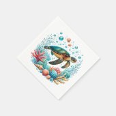 Serviette En Papier Belle fête de la tortue de mer de plage (Coin)