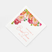 Serviette En Papier Belle Fête des mariées florale orange et rose vif (Coin)