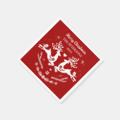 Serviette En Papier Belle Fête Scandi Rouge Blanc Noël Cerf (Coin)