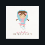 Serviette En Papier Belle Figure Skater Fête d'anniversaire de fille<br><div class="desc">Le design d'une fête d'anniversaire pour fille adorable présente une illustration douce d'un patineur artistique et peut être personnalisé avec le nom de votre enfant.</div>