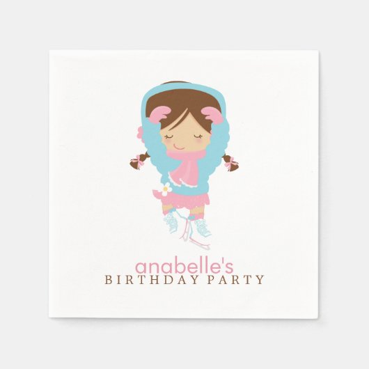 Serviette En Papier Belle Figure Skater Fête d'anniversaire de fille (Devant)