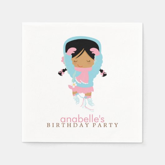 Serviette En Papier Belle Figure Skater Fête d'anniversaire de fille (Devant)