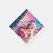 Serviette En Papier Belle fille de Noël rose 01 (Coin)