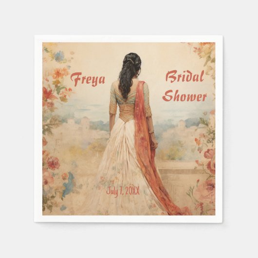 Serviette En Papier Belle fille en Sari Personnalisée (Devant)