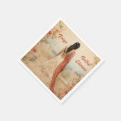 Serviette En Papier Belle fille en Sari Personnalisée (Coin)