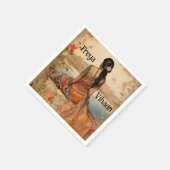Serviette En Papier Belle fille en Sari Personnalisée (Coin)