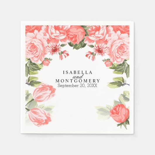 Serviette En Papier Belle Fleur de Corail (Devant)