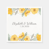 Serviette En Papier Belle Fleur Jaune Élégant Mariage romantique (Devant)