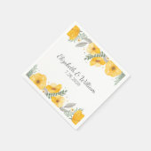 Serviette En Papier Belle Fleur Jaune Élégant Mariage romantique (Coin)
