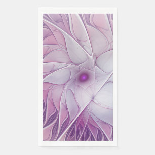 Serviette En Papier Belle Fleur rose moderne Fractal Art Abstrait