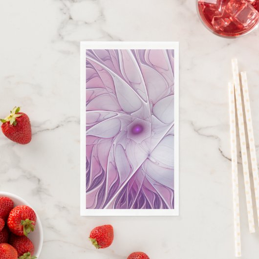 Serviette En Papier Belle Fleur rose moderne Fractal Art Abstrait (En situation)