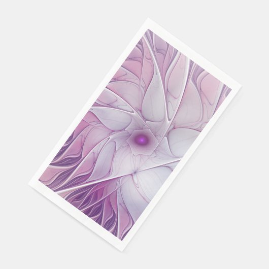Serviette En Papier Belle Fleur rose moderne Fractal Art Abstrait (Coin)