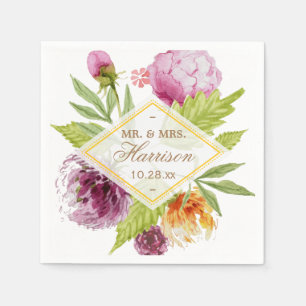 Serviette En Papier Belle florale M. et Mme Mariage