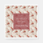 Serviette En Papier Belle Flore Rouge Blanc (Devant)