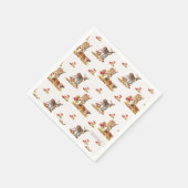 Serviette En Papier Belle Forêt Animale Automne Motif Art (Coin)