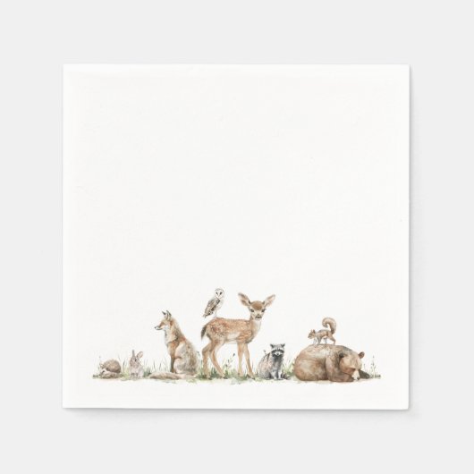 Serviette En Papier Belle forêt de bois Animaux Baby shower serviettes (Devant)