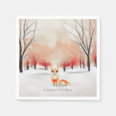 Serviette En Papier Belle Fox dans la forêt de neige (Devant)