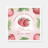 Serviette En Papier Belle fraise rose Joyeux Papier d'anniversaire Nap (Devant)