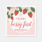 Serviette En Papier Belle fraise sucrée 1er anniversaire (Devant)