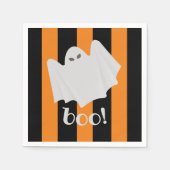 Serviette En Papier Belle Ghost Halloween Napkins Orange Black Stripes (Devant)