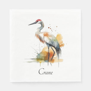 Serviette En Papier belle grue en aquarelle