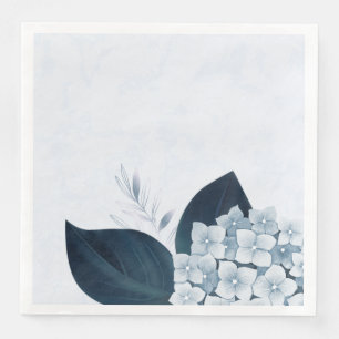 Serviette En Papier Belle hortensia bleu poussiéreux feuilles de marin