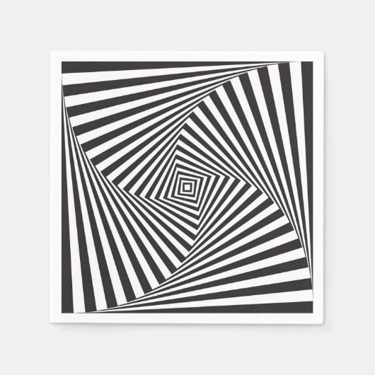 Serviette En Papier Belle illusion optique en spirale noire (Devant)