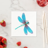 Serviette En Papier Belle libellule bleu clair Turquoise (En situation)